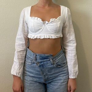 Princess Polly white long sleeve crop top